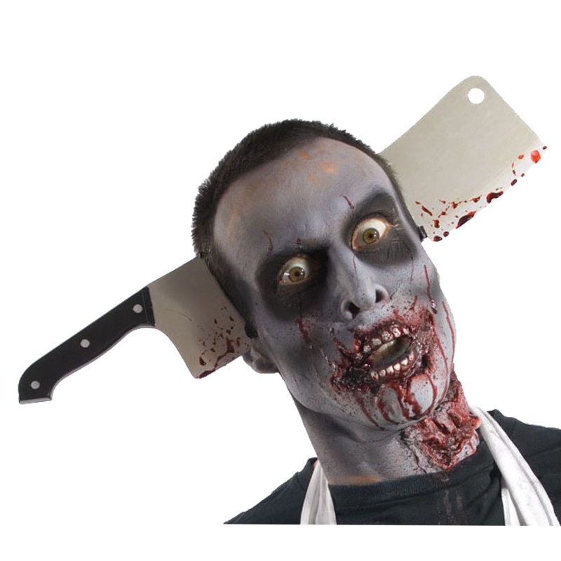 Zombie Halloween Cleaver Through Head Accessory Zombie Halloween Cleaver Through Head Accessory