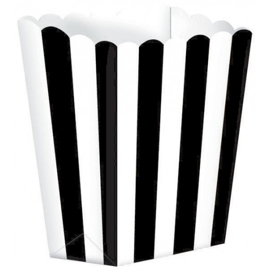 Stripes Black & White Small Popcorn Favour Boxes 13cm x 9.5cm 5 pk Stripes Black & White Small Popcorn Favour Boxes 13cm x 9.5cm 5 pk