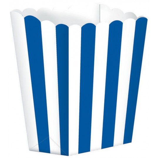 Stripes Bright Royal Blue & White Small Popcorn Favour Boxes 13cm x 9.5cm 5 pk Stripes Bright Royal Blue & White Small Popcorn Favour Boxes 13cm x 9.5cm 5 pk
