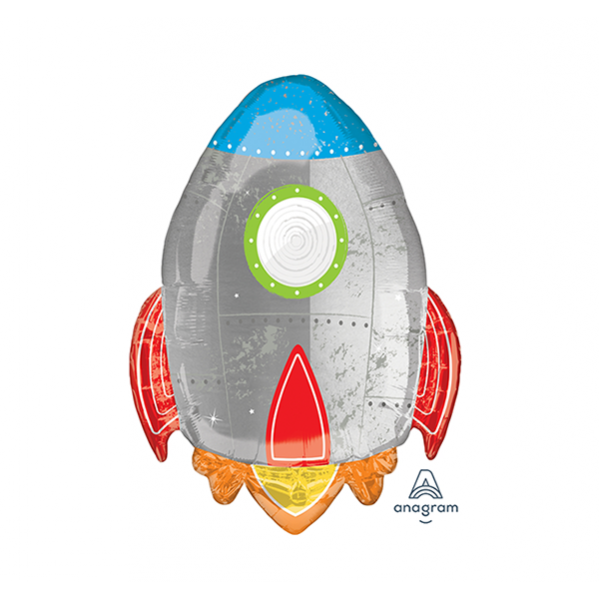 Blast Off Birthday Rocket Shaped Balloon 53cm x 73cm - NFS Party