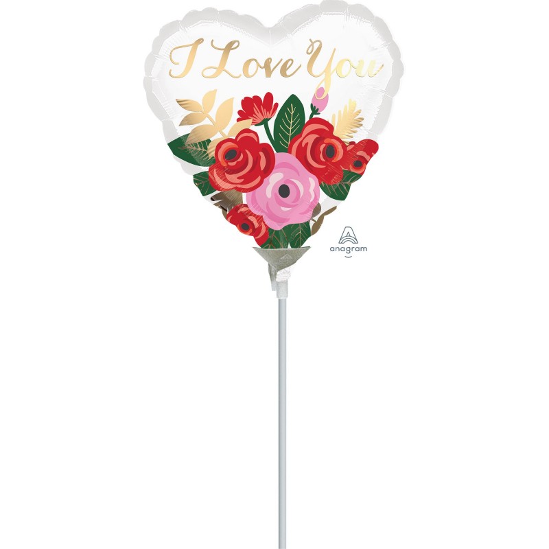 I Love You Rose Bouquet Heart Shaped Balloon 10cm