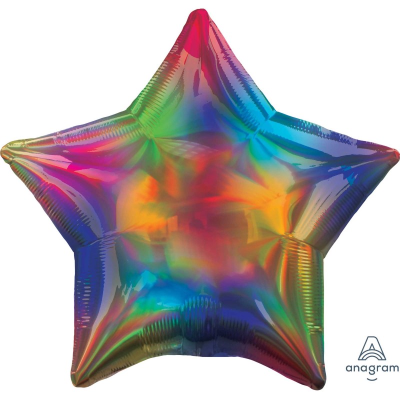 Holographic Iridescent Rainbow Star Star Shaped Balloon 45cm