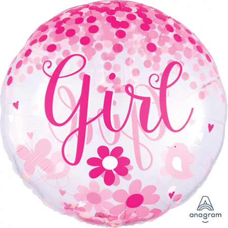 Round Baby Shower - General Confetti Girl Shaped Balloon 71cm