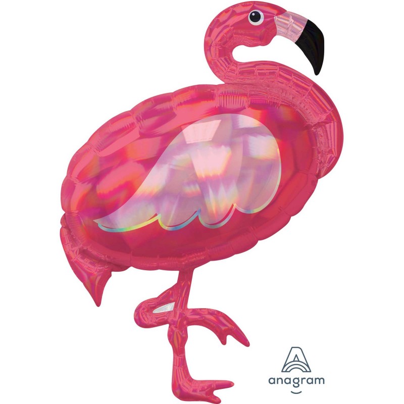 Hawaiian Luau Iridescent Pink Flamingo Shaped Balloon 71cm x 83cm