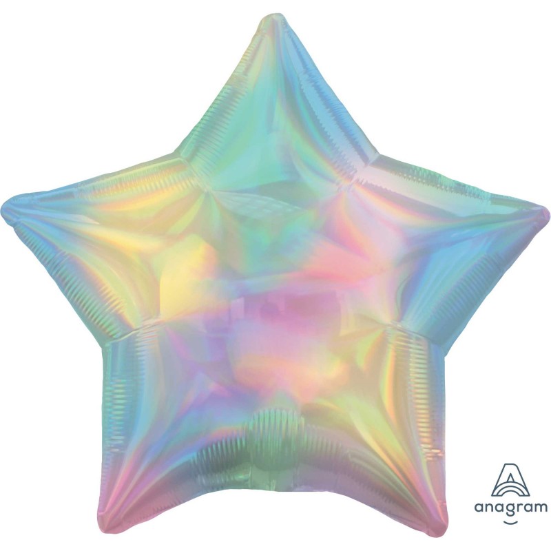 Star Pastel Rainbow Standard Holographic Iridescent Foil Balloon 45cm