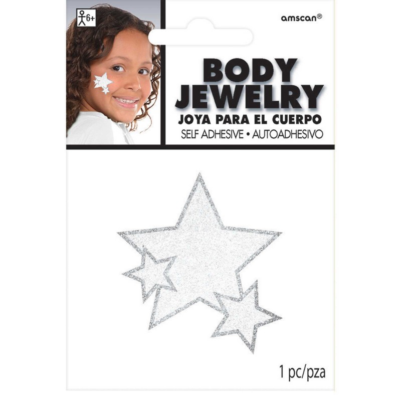 White Glitter Star Body Jewelry 12.7cm x 8.8cm