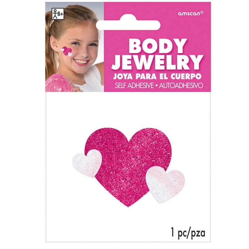Pink Glitter Heart Body Jewelry