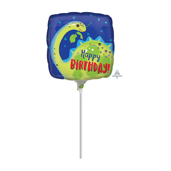 Happy Birthday! Brontosaurus Dinosaur Square Shaped Balloon 22cm