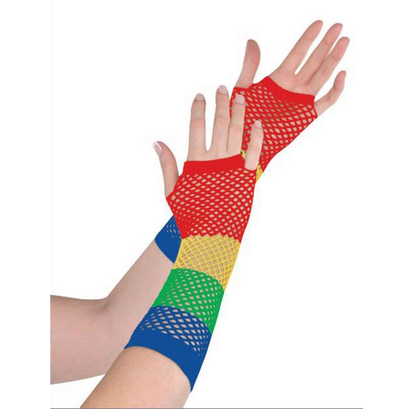 Rainbow Party Supplies - Long Fishnet Gloves