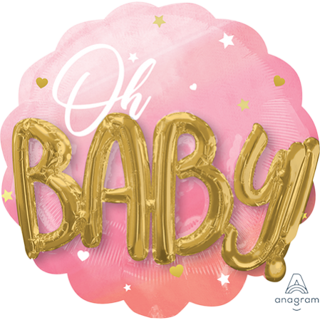 Oh Baby Girl Pink Oh Baby! Shaped Balloon 71cm Oh Baby Girl Pink Oh Baby! Shaped Balloon 71cm