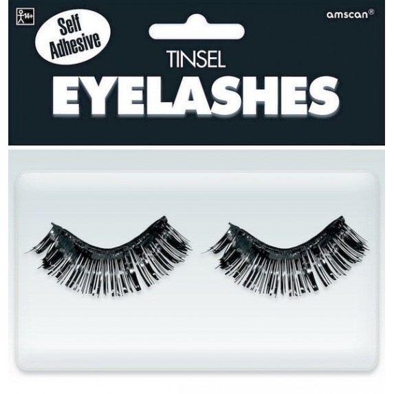 Black Tinsel Eyelashes 1.2cm x 2.5cm - NFS Party