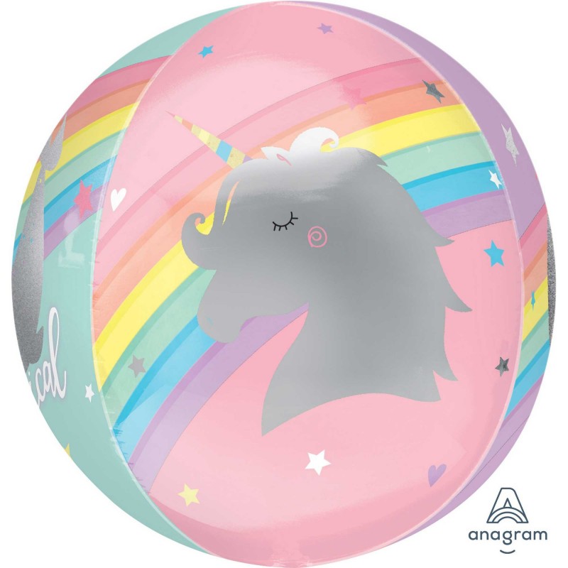 Magical Rainbow Unicorn Orbz XL Shaped Balloon 38cm x 40cm Magical Rainbow Unicorn Orbz XL Shaped Balloon 38cm x 40cm