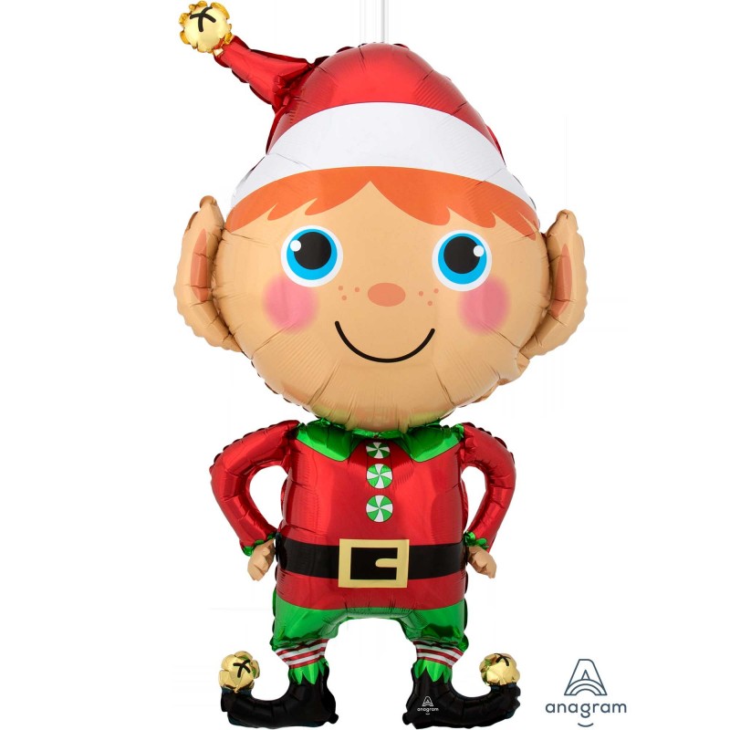Happy Christmas Elf Shaped Balloon 55cm x 88cm Happy Christmas Elf Shaped Balloon 55cm x 88cm