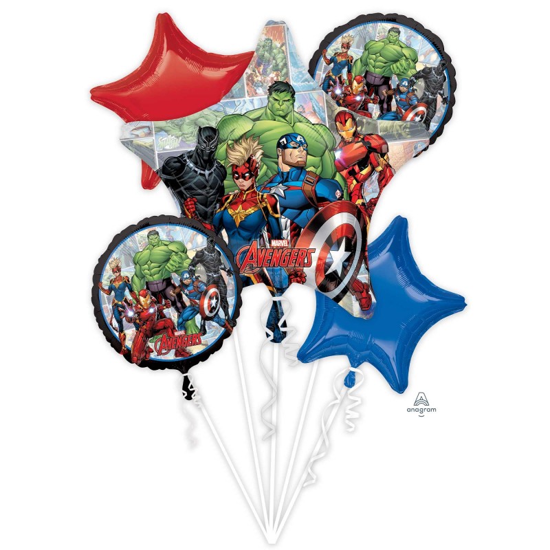 Avengers Marvel Powers Unite Bouquet Foil Balloons 5 pk