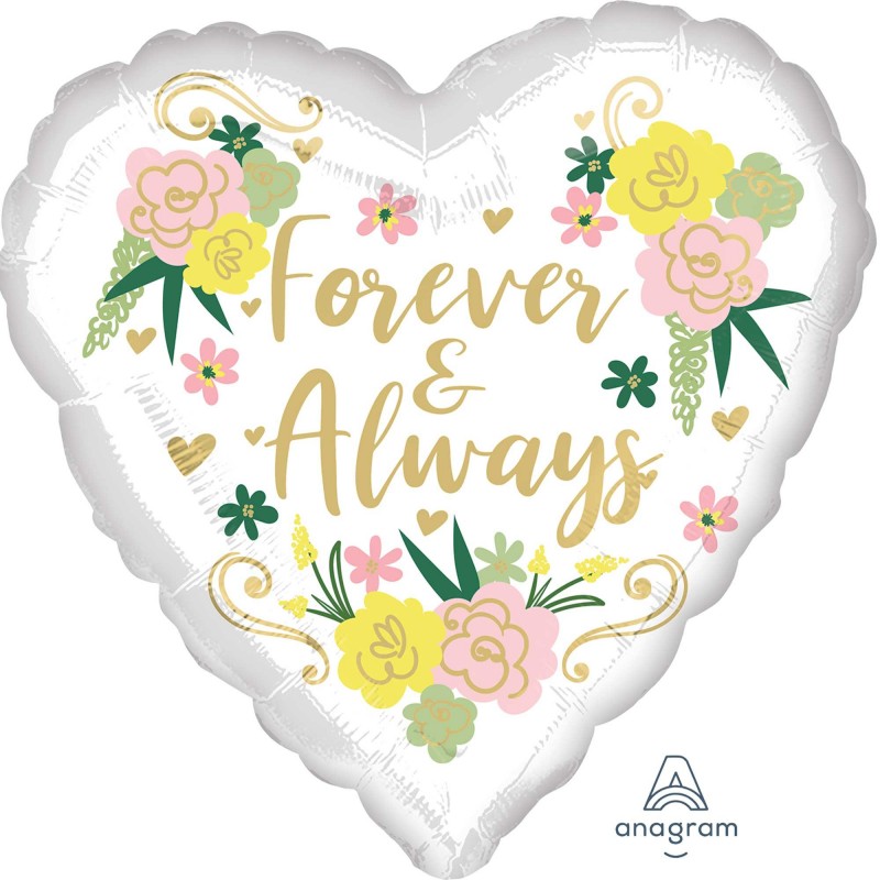Forever & Always Floral Heart Shaped Balloon 45cm