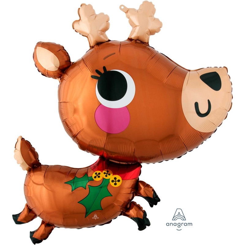 Christmas Adorable Reindeer Shaped Balloon 76cm x 76cm