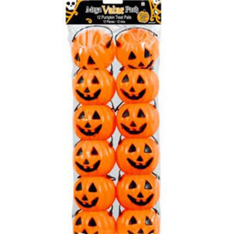 Halloween Smiling Pumpkin Treat Pails Favour Boxes 6.5cm 12 pk