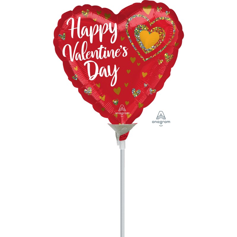 Happy Valentine's Day Glitter Hearts Shaped Balloon 10cm Happy Valentine's Day Glitter Hearts Shaped Balloon 10cm