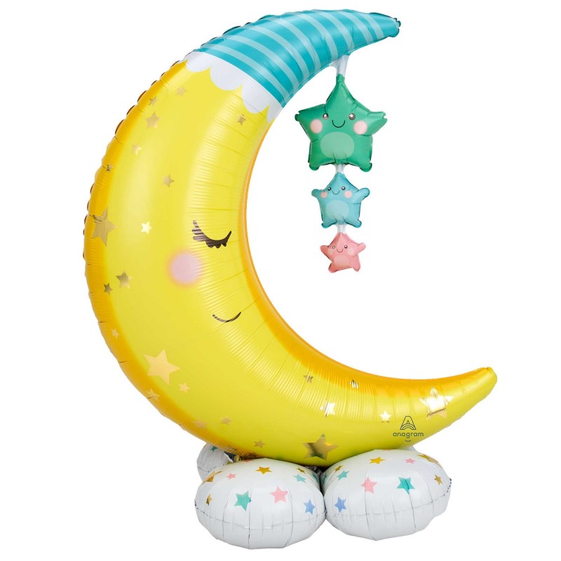 Baby Shower Moon & Stars AirLoonz Shaped Balloon 101cm x 139cm Baby Shower Moon & Stars AirLoonz Shaped Balloon 101cm x 139cm