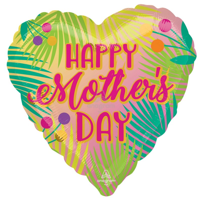 Happy Mother's Day Tropical Heart Shaped Balloon 71cm Happy Mother's Day Tropical Heart Shaped Balloon 71cm