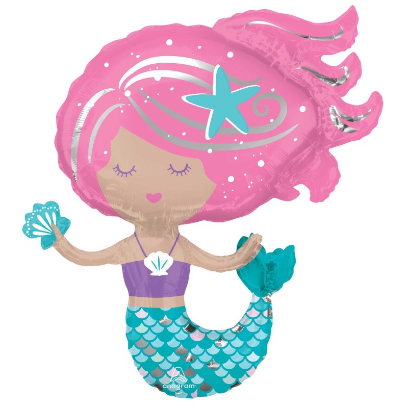 Mermaid Shine Party Decorations - Shaped Balloon Shimmering Mermaid SuperShape