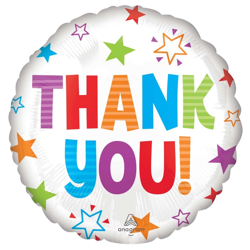 Thank You Party Decorations - Foil Balloon Colourful Stars Standard HX - NFS Party