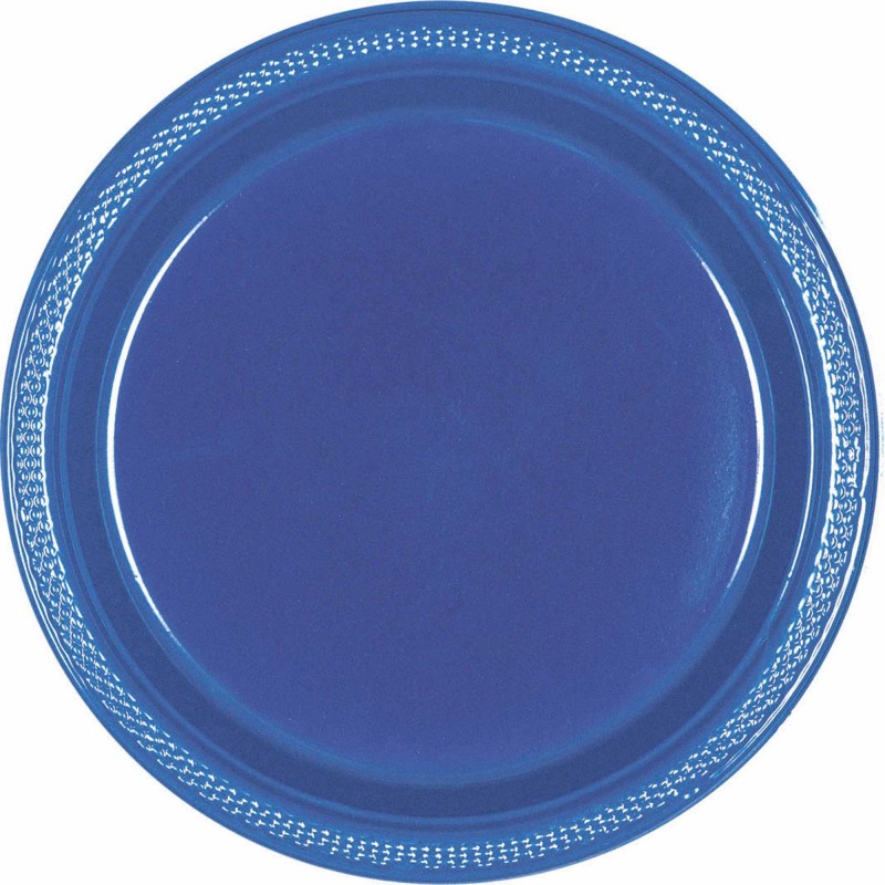 Round Navy Flag Blue Plastic Dinner Plates 22.9cm Pack of 20 - NOT FOR SALE SINGLE USE PLASTIC