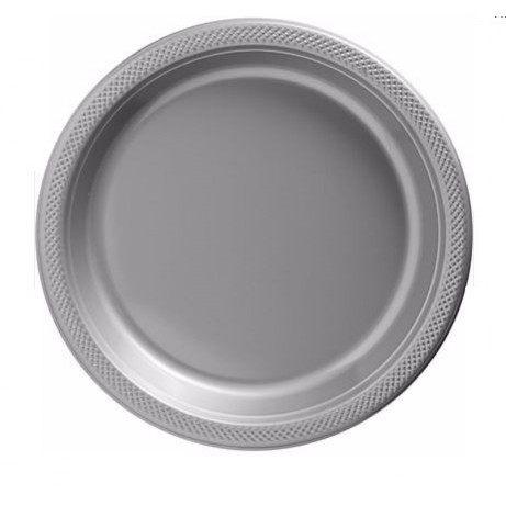 Silver Plastic Banquet Plates 26cm Pack of 20 - NOT FOR SALE SINGLE USE PLASTIC