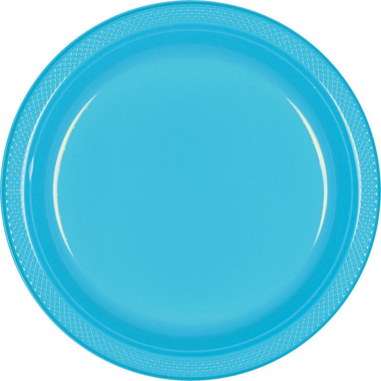 Round Caribbean Blue Plastic Banquet Plates 26cm Pack of 20 - NOT FOR SALE SINGLE USE PLASTIC
