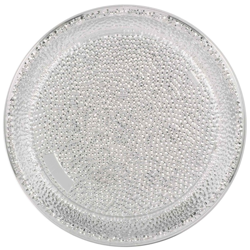 Red Party Supplies - Tray Premium Hammered Look Silver