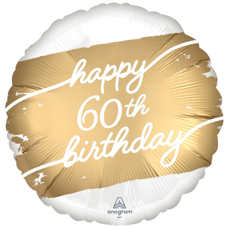 60th Birthday Party Decorations - Foil Balloon Golden Age Standard HX - NFS Party