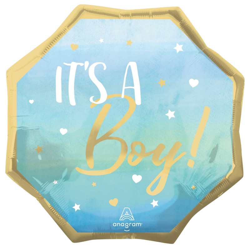 Baby Shower Blue It's a Boy Hexagonal Shaped Balloon 55cm