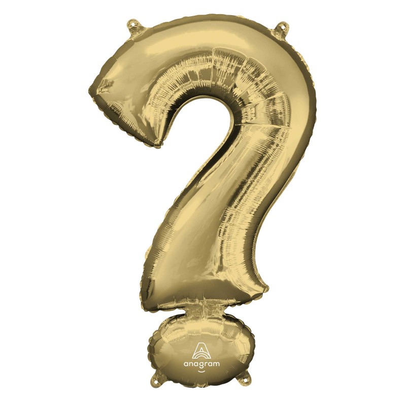 White Gold Question Mark Symbol Shaped Balloon 53cm x 101cm