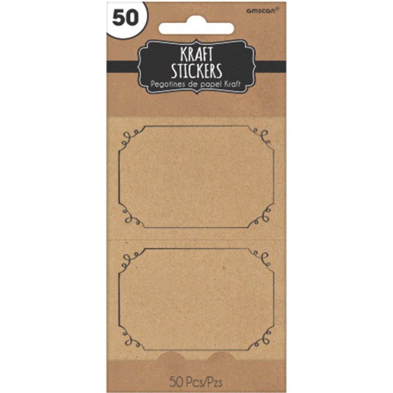 Kraft Paper Stickers Pack of 50 Express Party Supplies