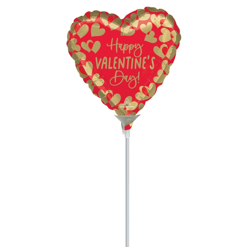Happy Valentine's Day Golden Hearts Shaped Balloon 10cm