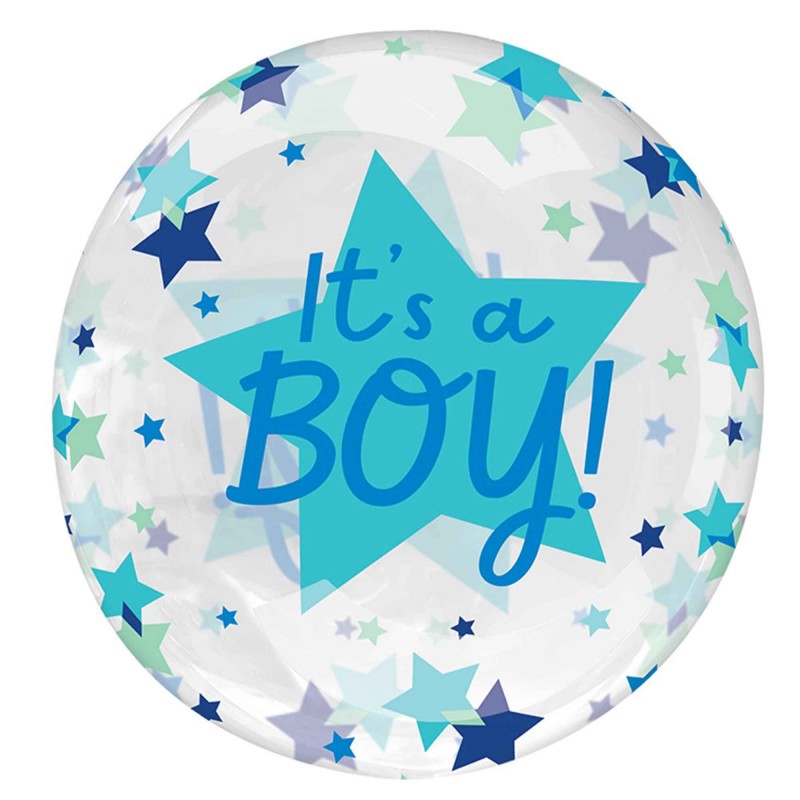 Baby Shower It's a Boy Stars Clearz Shaped Balloon