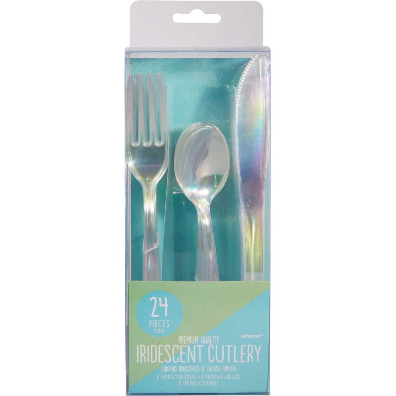 Iridescent Shimmering Party Cutlery Sets Pack of 24