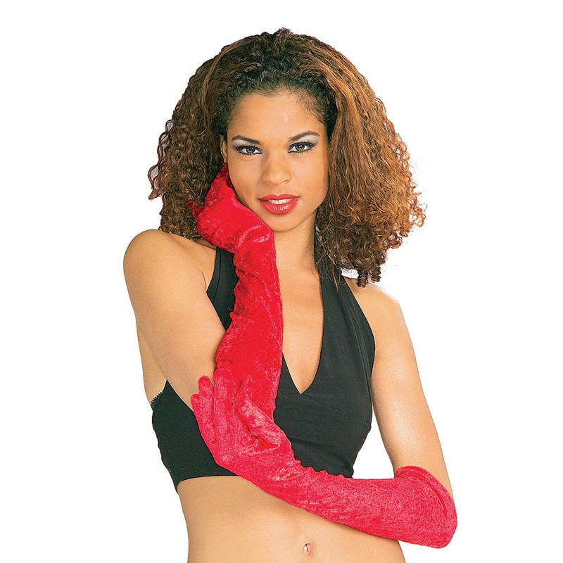 Long Velvet Gloves - Red 1920s - Accessory