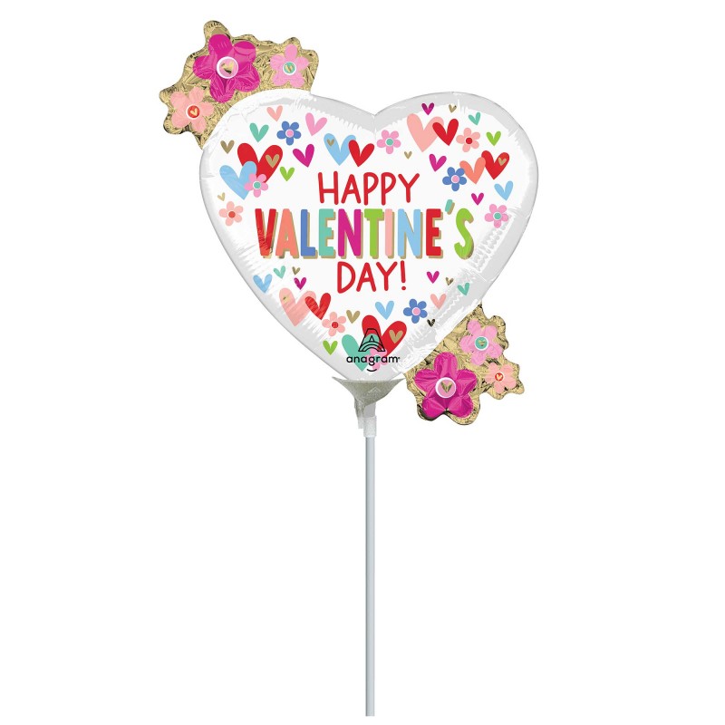 Happy Valentine's Day! Hearts & Daisies Mini Shaped Balloon Happy Valentine's Day! Hearts & Daisies Mini Shaped Balloon
