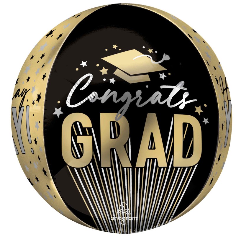 Graduation Congrats Grad Stripes on Stripes Orbz Shaped Balloon 38cm x 40cm Graduation Congrats Grad Stripes on Stripes Orbz Shaped Balloon 38cm x 40cm