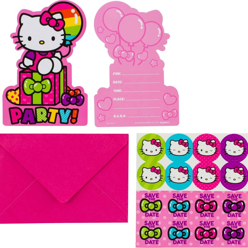Hello Kitty Rainbow Postcard Invitations 8 pk Hello Kitty Rainbow Postcard Invitations 8 pk