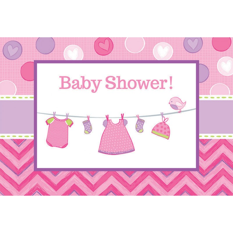 Shower with Love Girl Postcard Invitations 11cm 8 pk