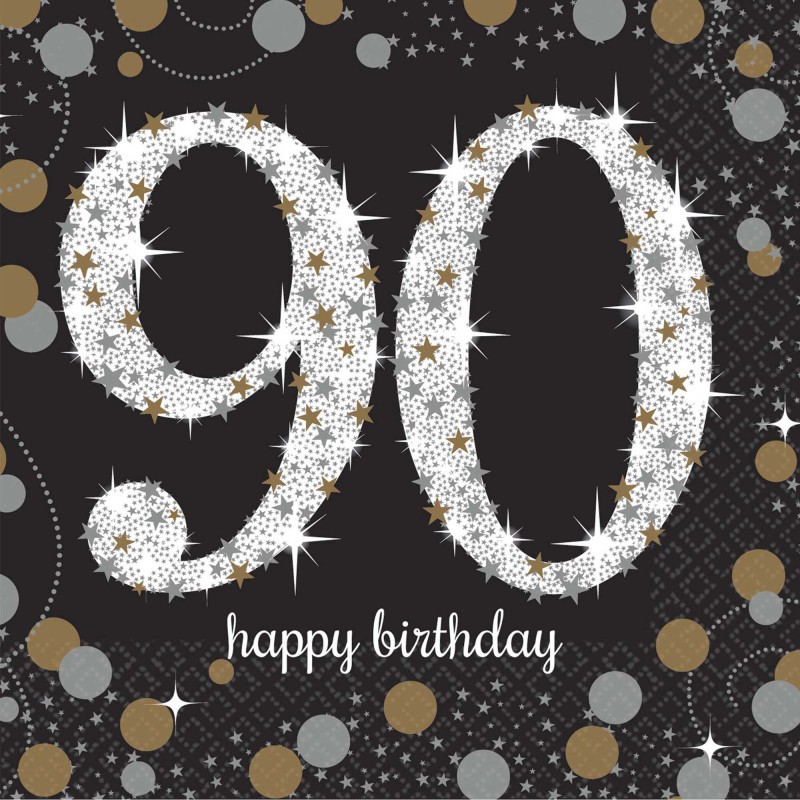 90th Birthday Sparkling Celebration Beverage Napkins 16 pk