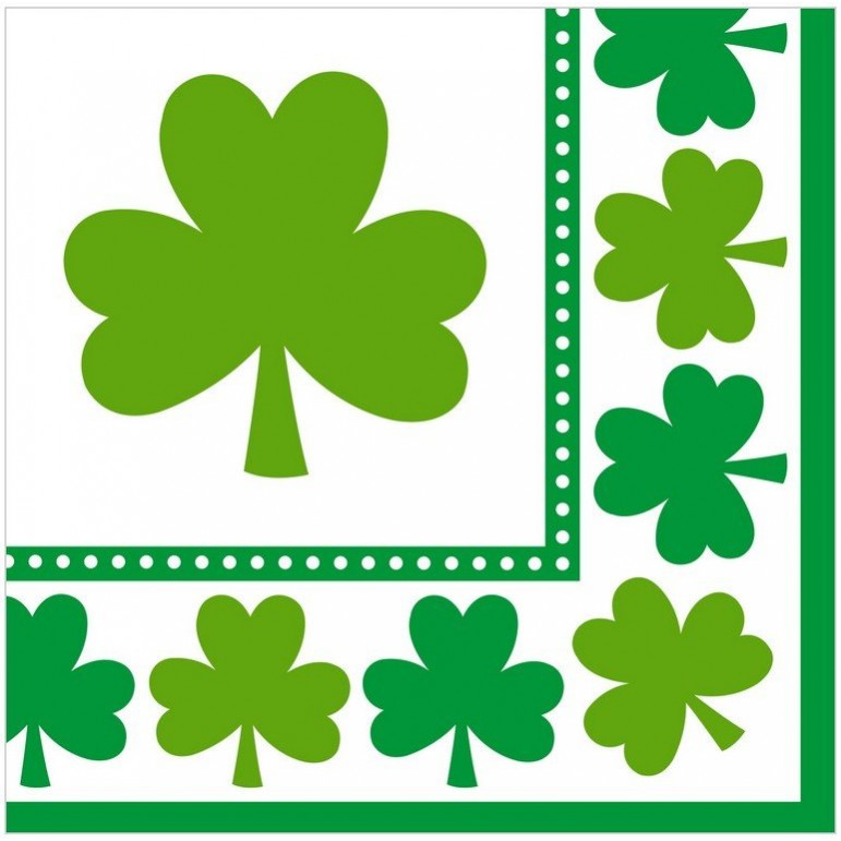 St Patrick's day Lucky Shamrocks Lunch Napkins 33cm x 33cm 16 pk