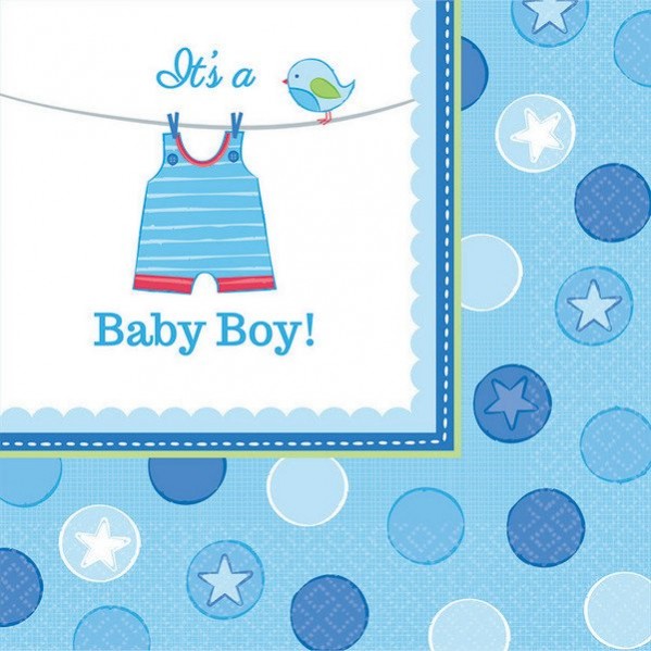 Shower with Love Boy It's a Baby Boy! Lunch Napkins 33cm x 33cm Pack of 16