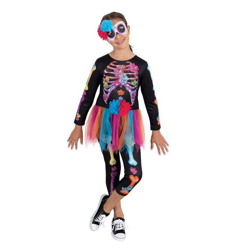 Skeleton Girl Neon Child Costume Halloween