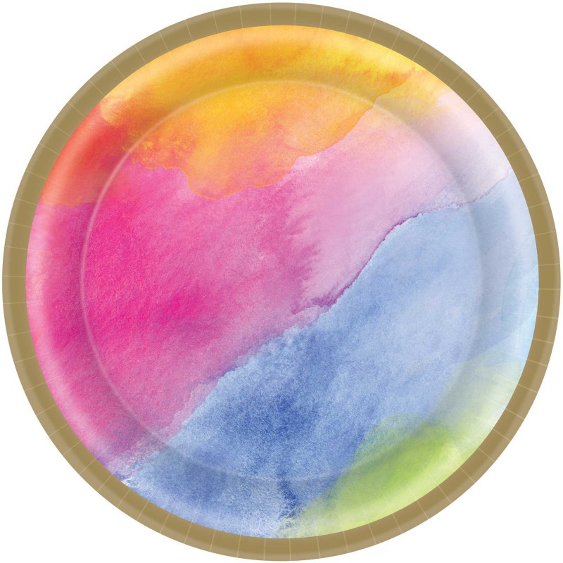 Round Rainbow Dream Colours Paper Lunch Plates 17cm Pack of 8
