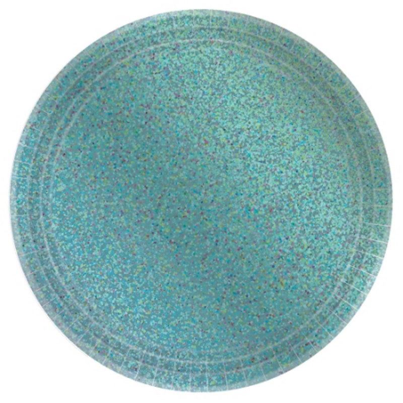 Robin's Egg Blue Prismatic Round Lunch Plates 17cm 8 pk