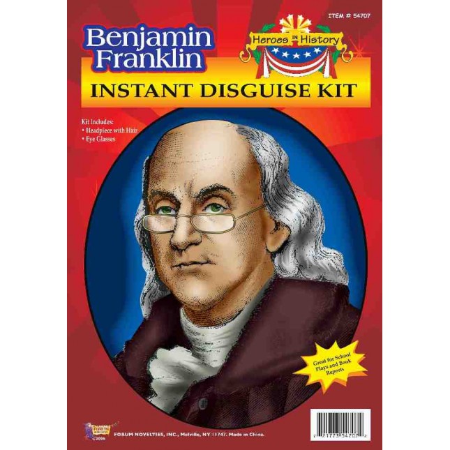 Benjamin Franklin Celebrities Wig & Eyeglasses Adult Kit - Accessory