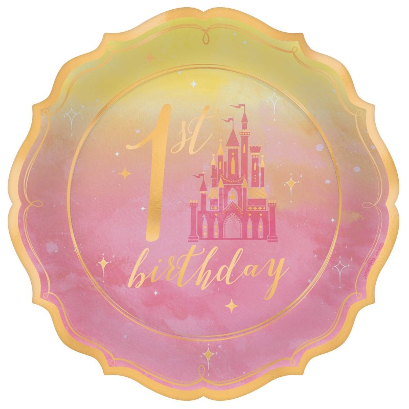 Disney Princess 1st Birthday Once Upon A Time Shaped Lunch Plates 17cm 8 pk Disney Princess 1st Birthday Once Upon A Time Shaped Lunch Plates 17cm 8 pk